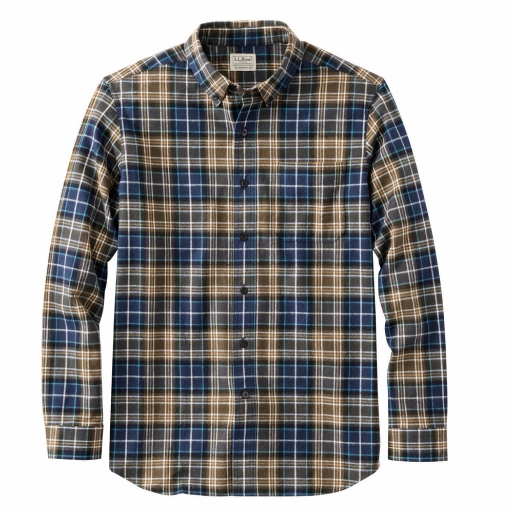 L.L. Bean Men's Scotch Plaid Flannel Shirt Size L  Blue MacKellar Tartan